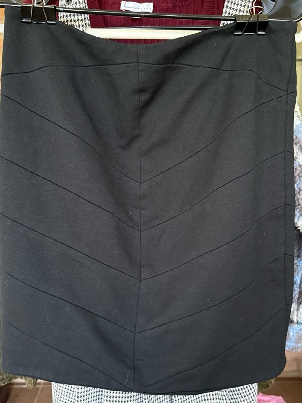 INC International Concepts Black Chevron Stitch Pencil Skirt